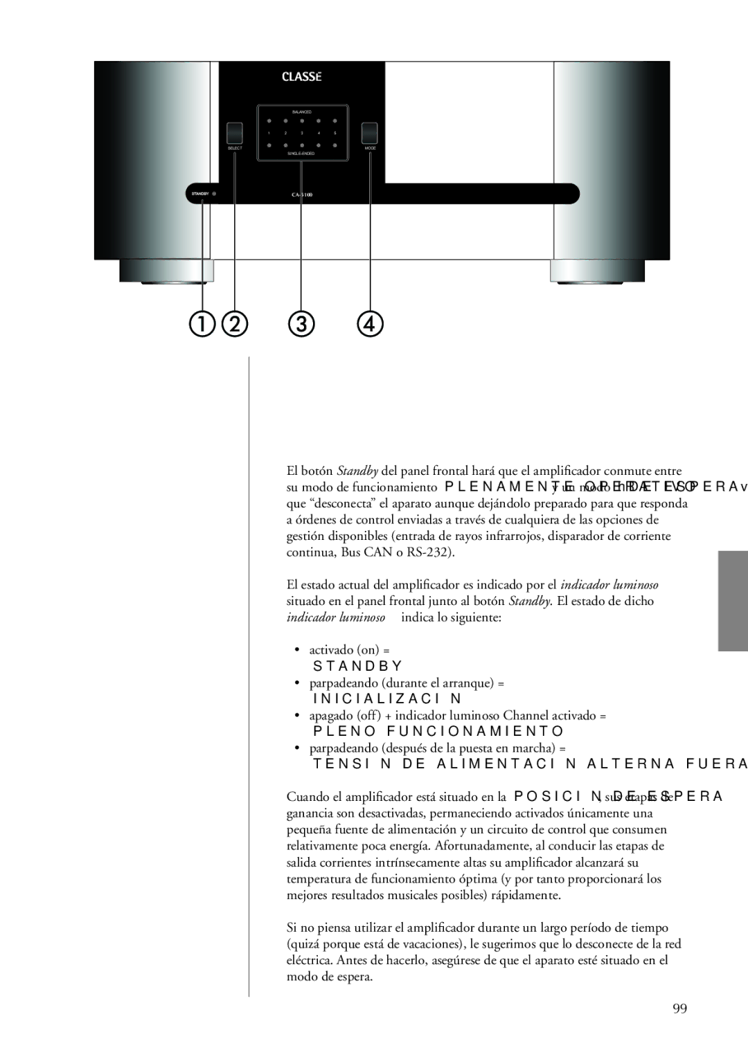 Classe Audio CA-5100 owner manual Panel Frontal 