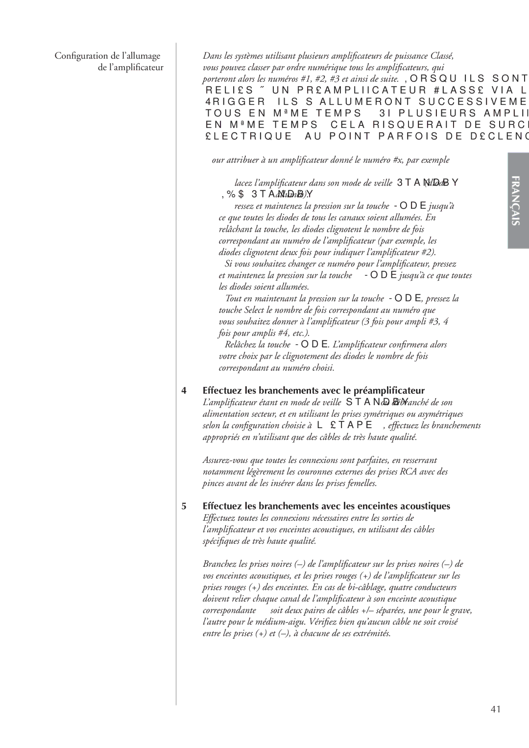 Classe Audio CA-5200 owner manual Conﬁguration de l’allumage de l’ampliﬁcateur 