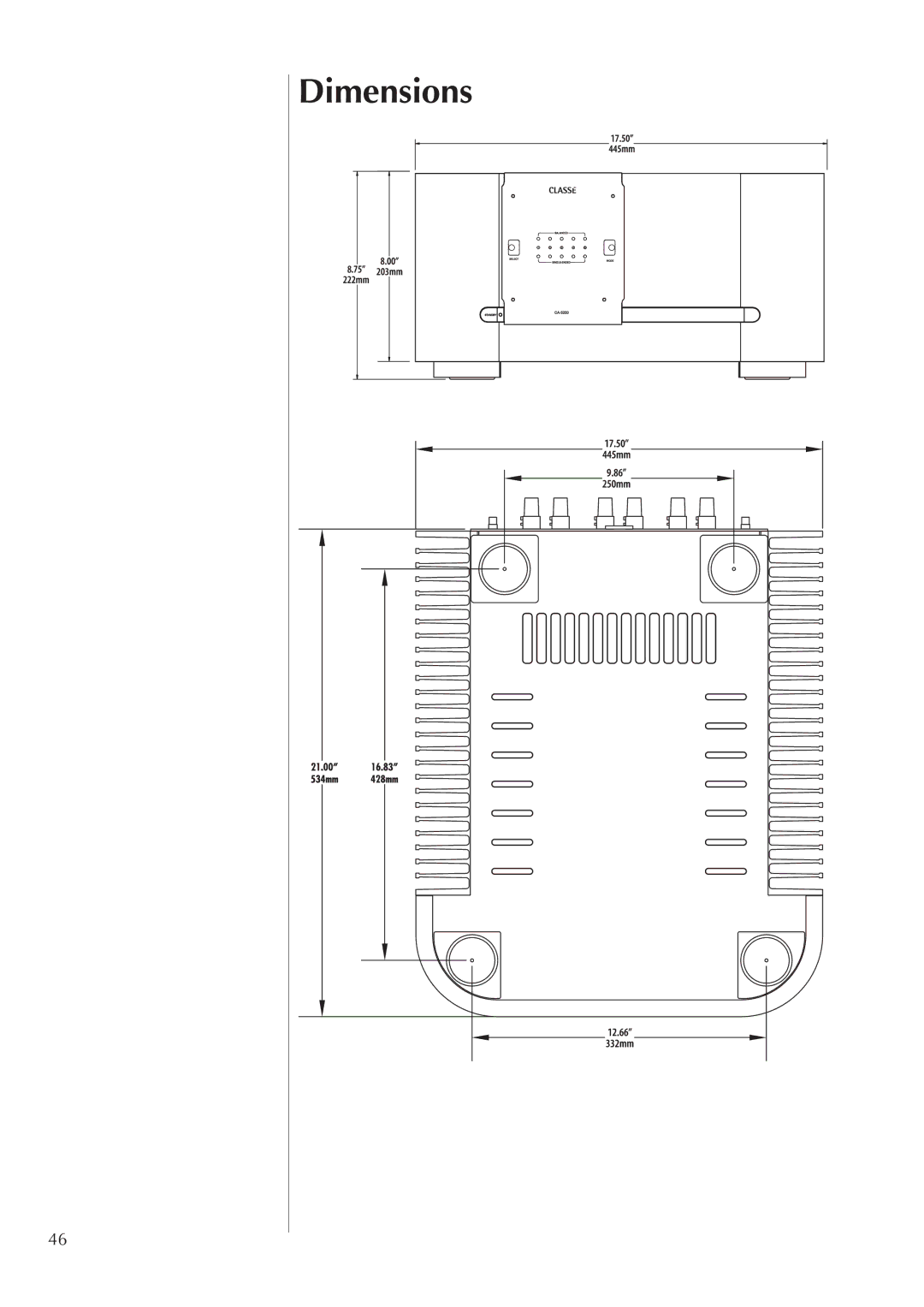 Classe Audio CA-5200 owner manual Dimensions 