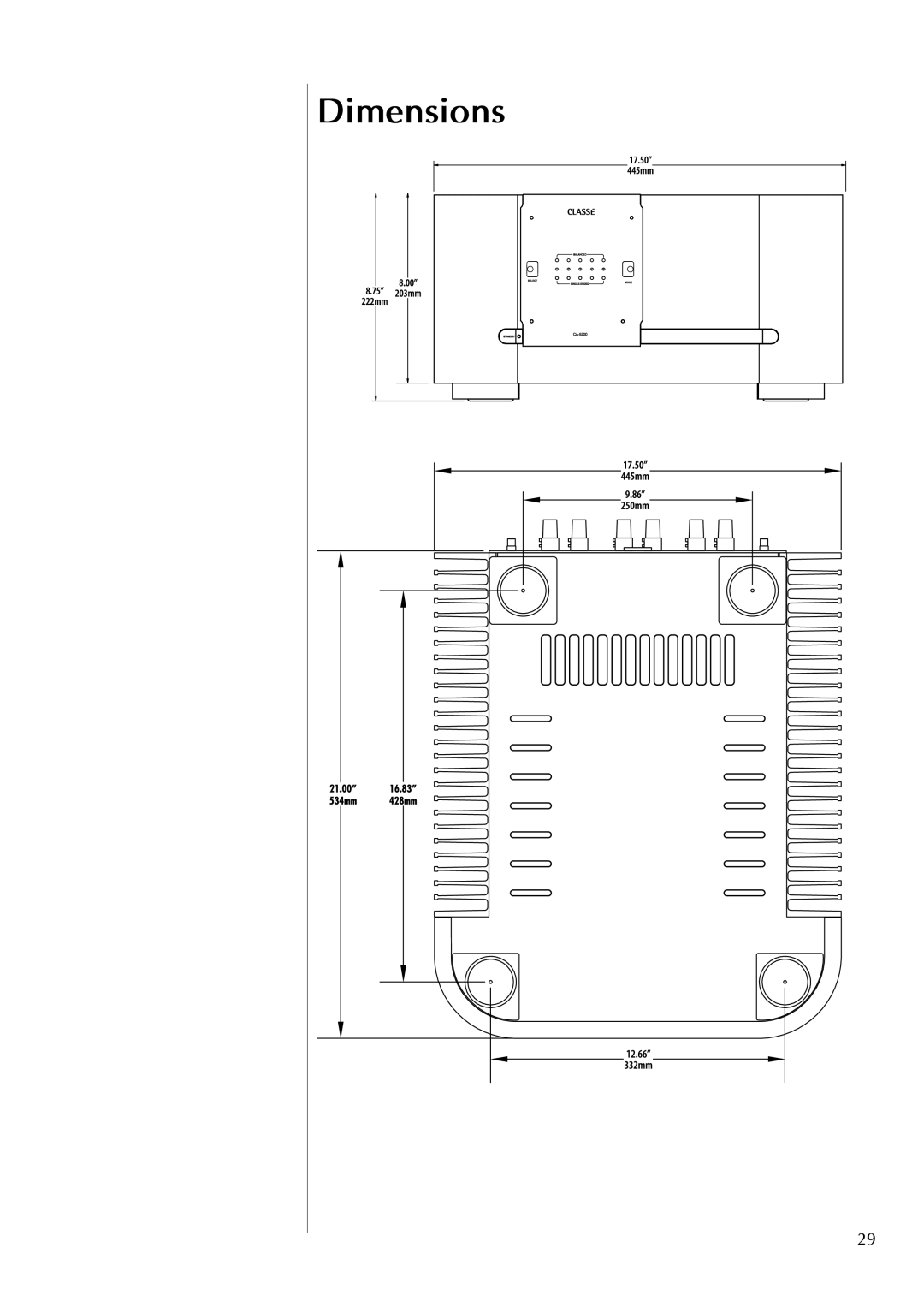 Classe Audio CA-5200 owner manual Dimensions 