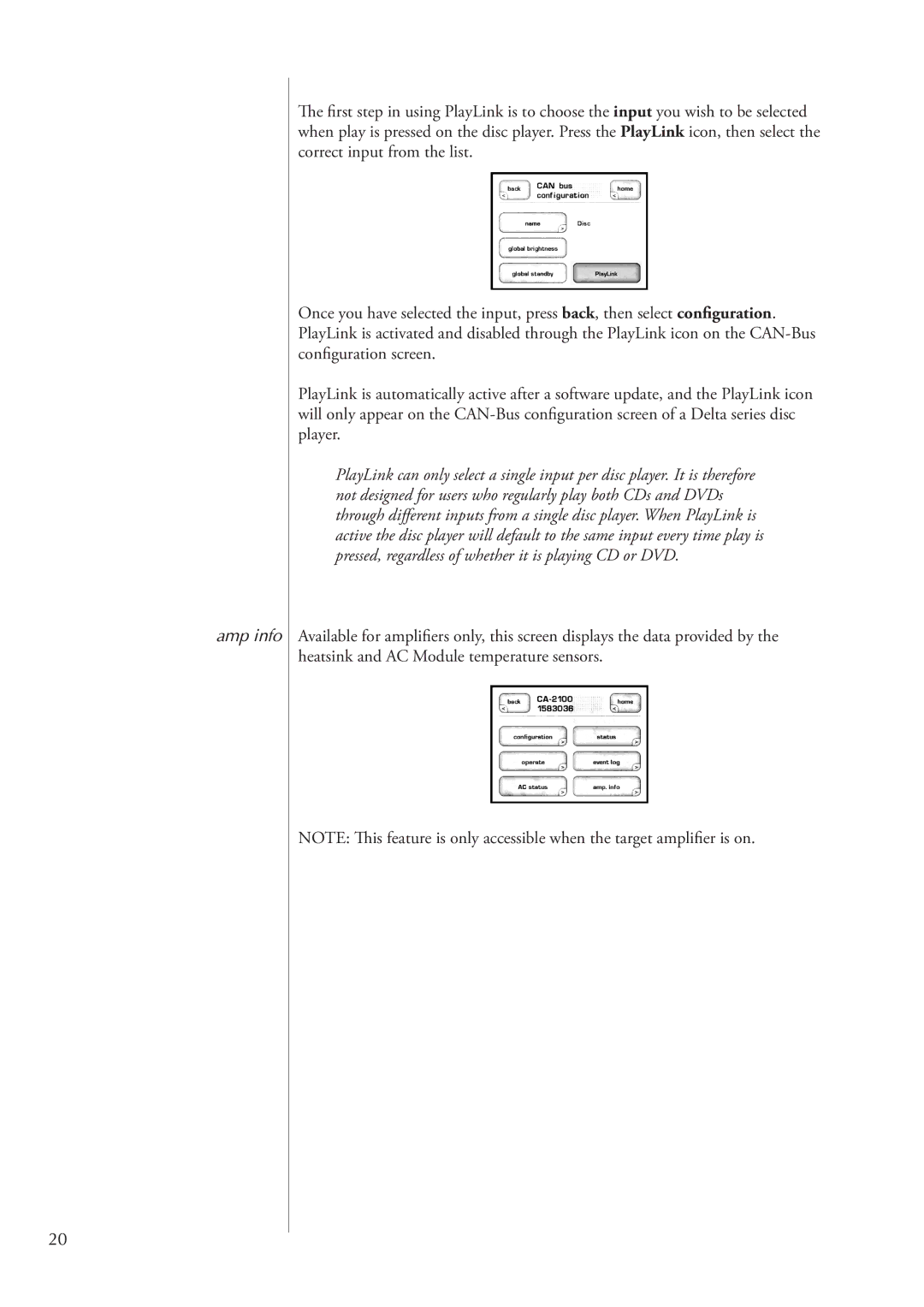 Classe Audio CA-D200 owner manual Amp info 