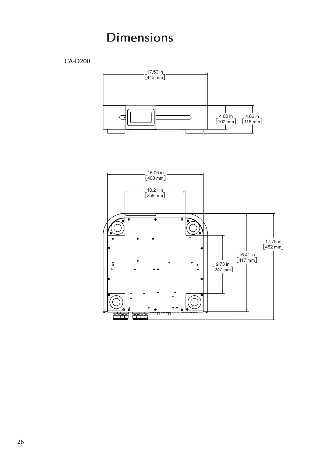 Classe Audio CA-D200 owner manual Dimensions 