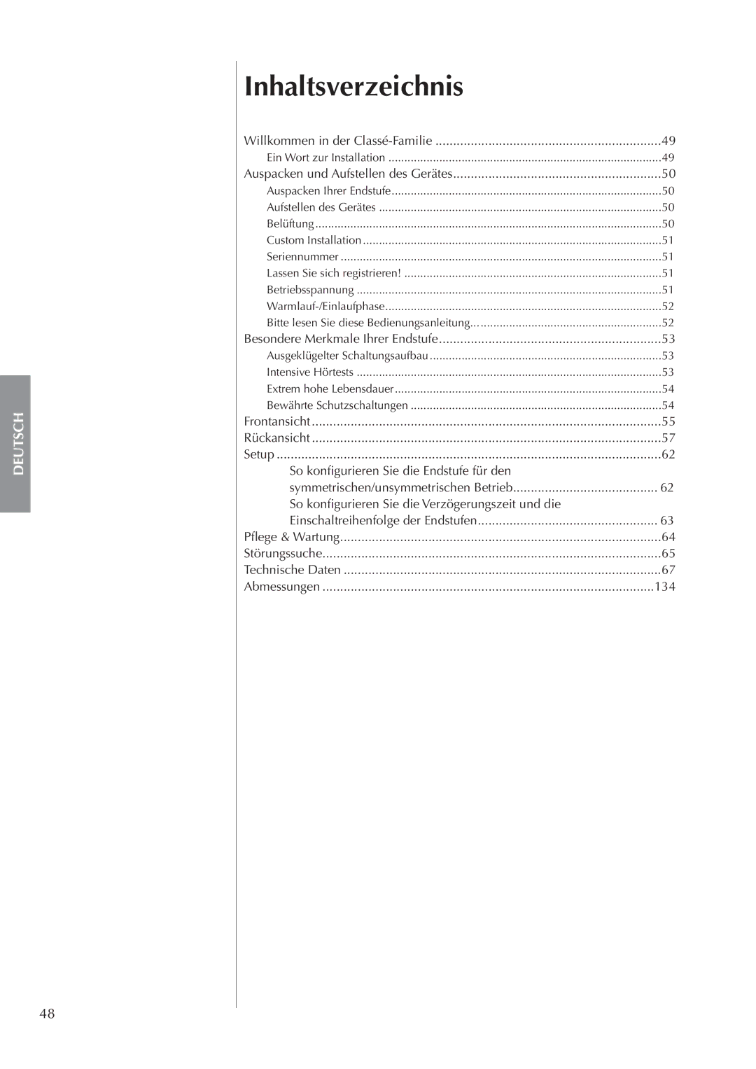 Classe Audio CA-M400 owner manual Inhaltsverzeichnis, So konﬁgurieren Sie die Verzögerungszeit und die 