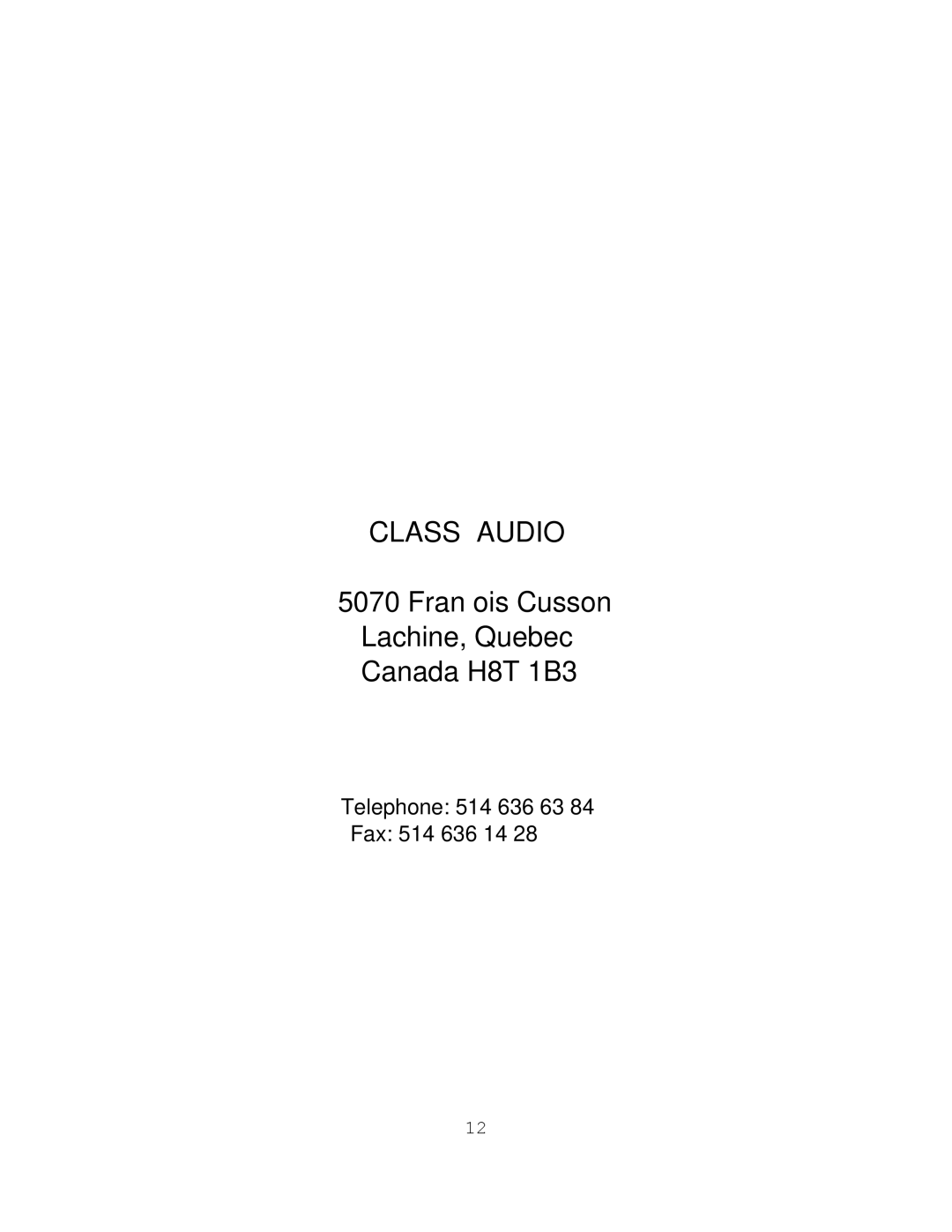 Classe Audio CAM-200 owner manual Classé Audio 