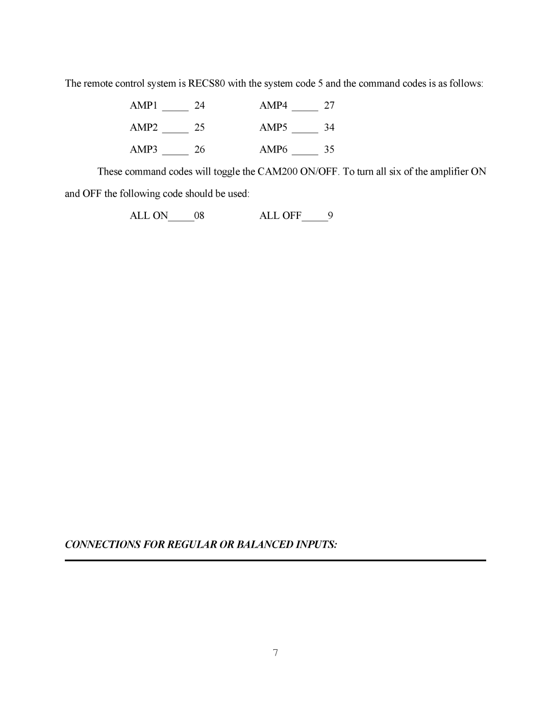 Classe Audio CAM-200 owner manual Connections for Regular or Balanced Inputs 