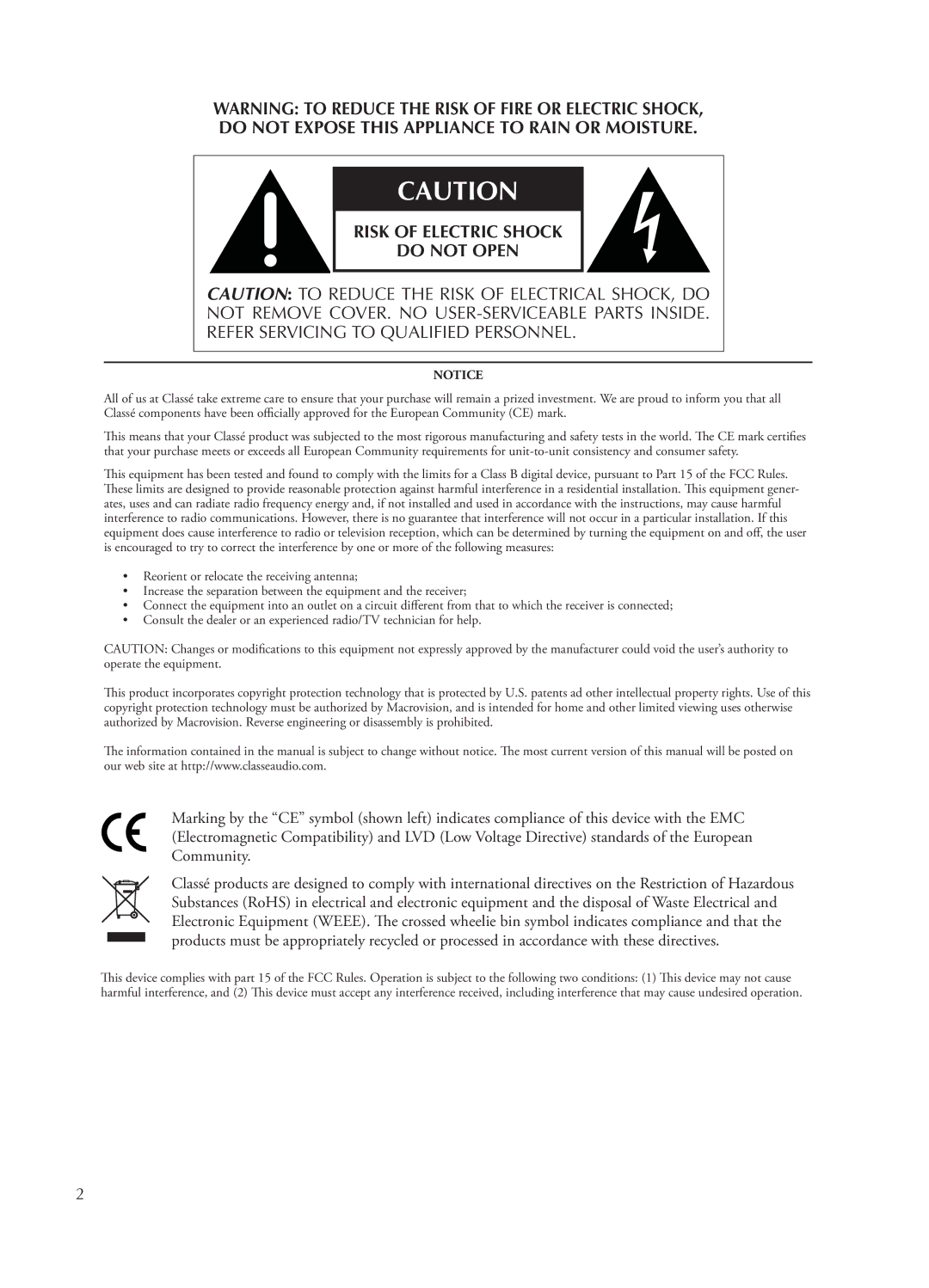 Classe Audio CAP-2100 owner manual 