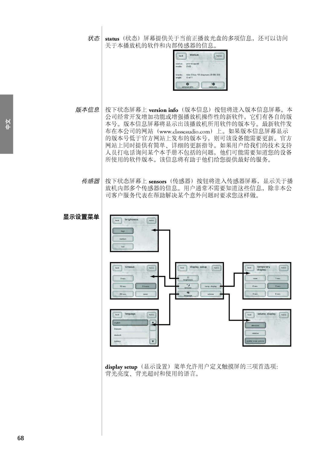 Classe Audio CDP-102 owner manual 显示设置菜单 