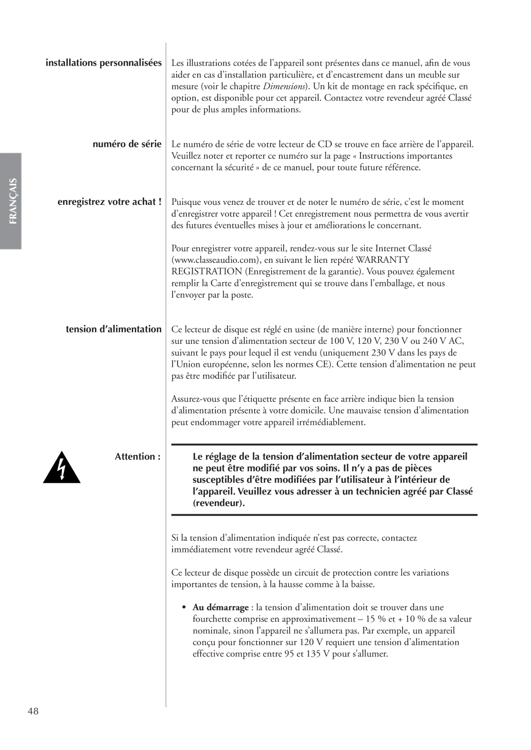 Classe Audio CDP-202 owner manual Français 