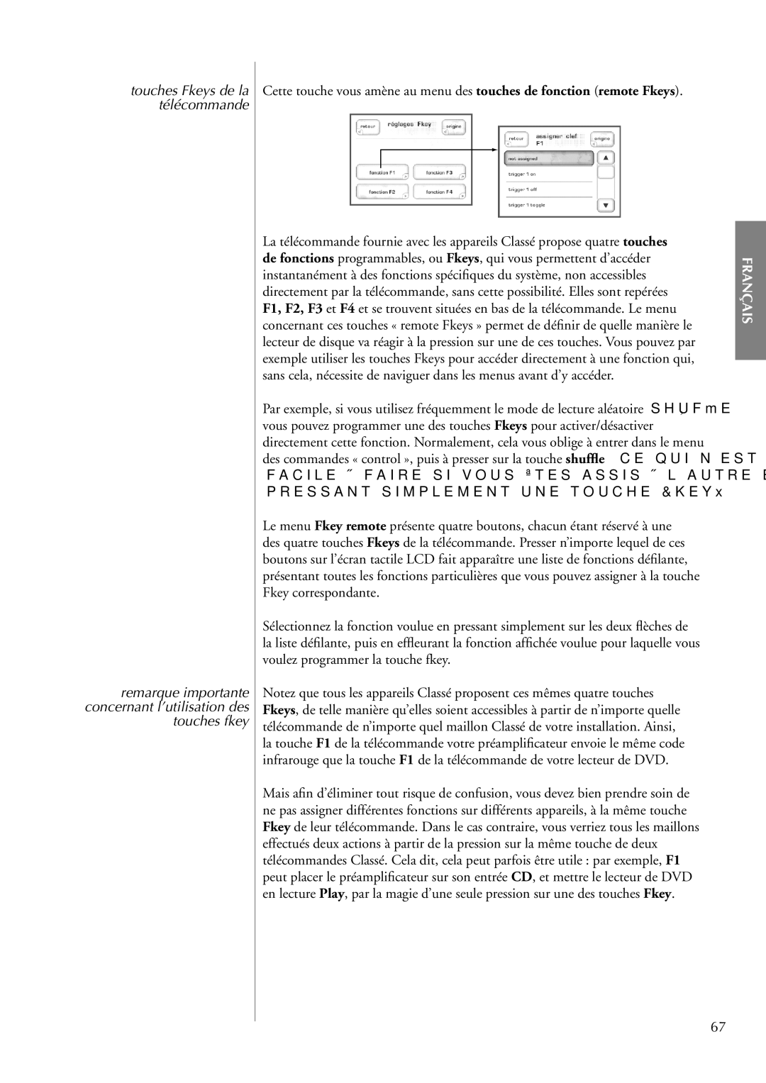 Classe Audio CDP-202 owner manual Touches Fkeys de la télécommande 