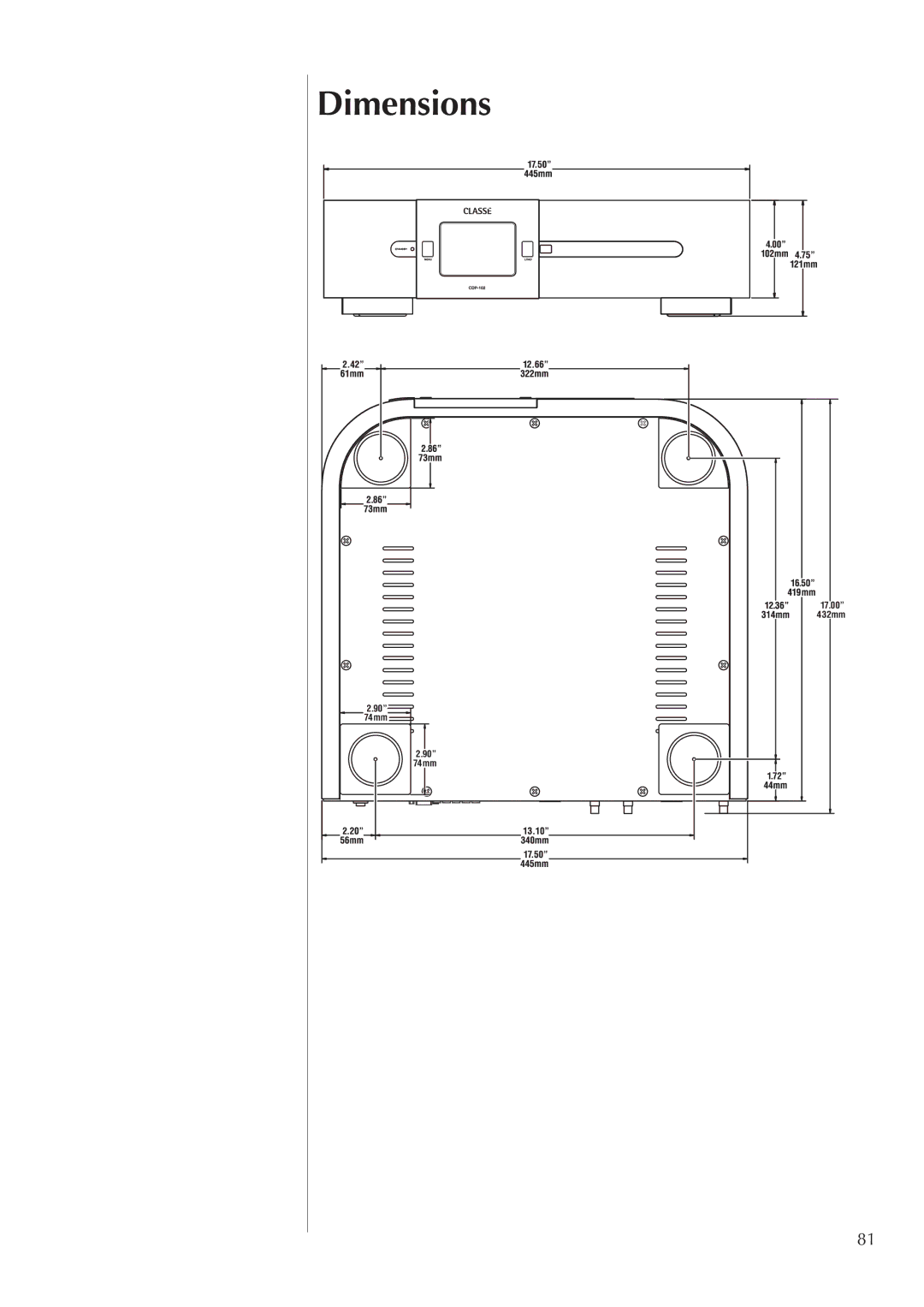 Classe Audio CDP-202 owner manual Dimensions 