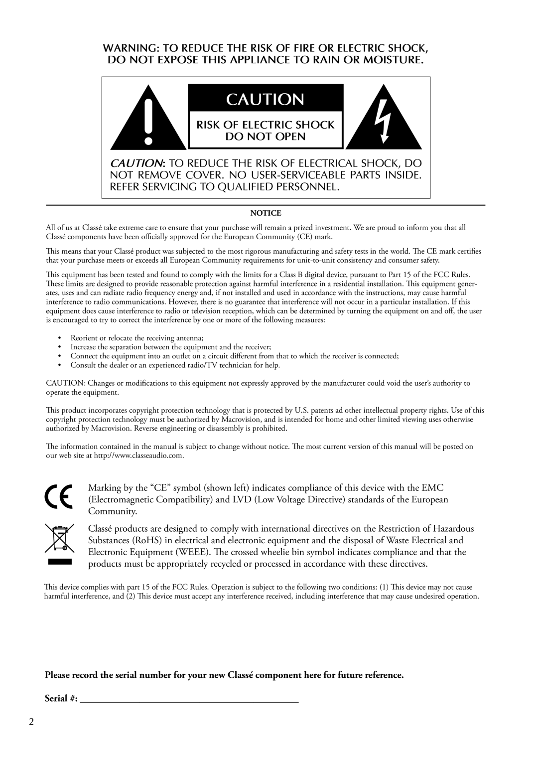 Classe Audio CDT-300 owner manual 