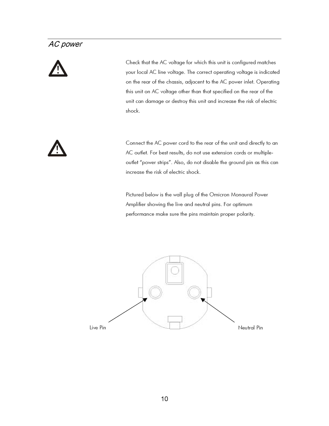 Classe Audio Classe Audio owner manual AC power 