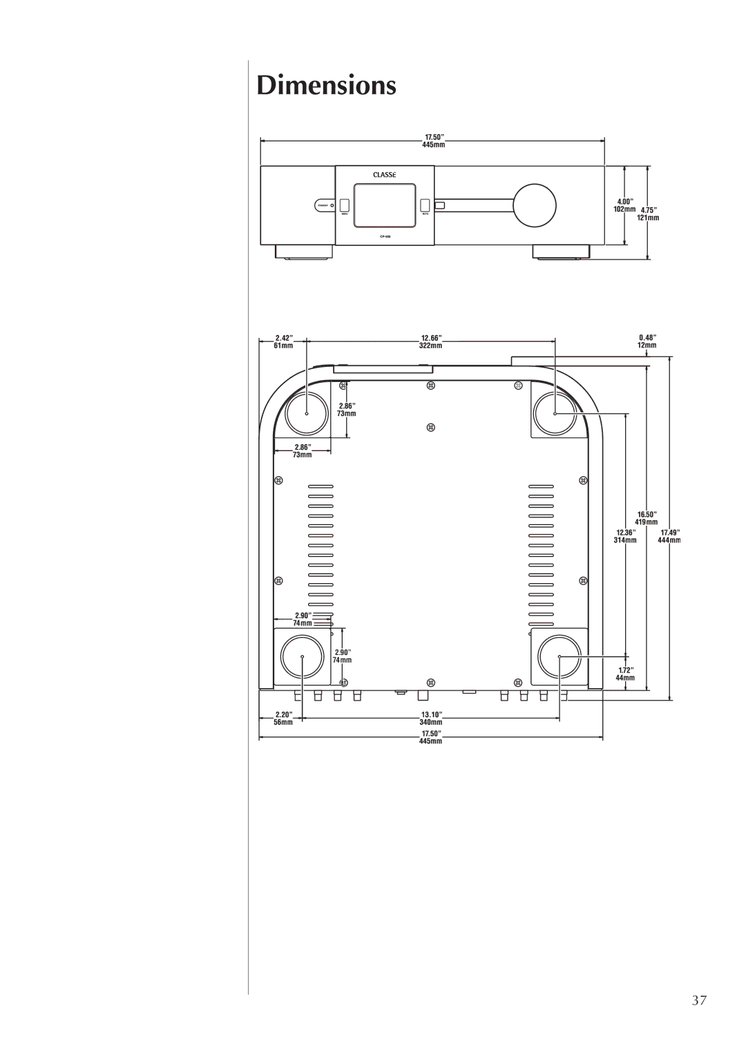 Classe Audio CP-500 owner manual Dimensions 