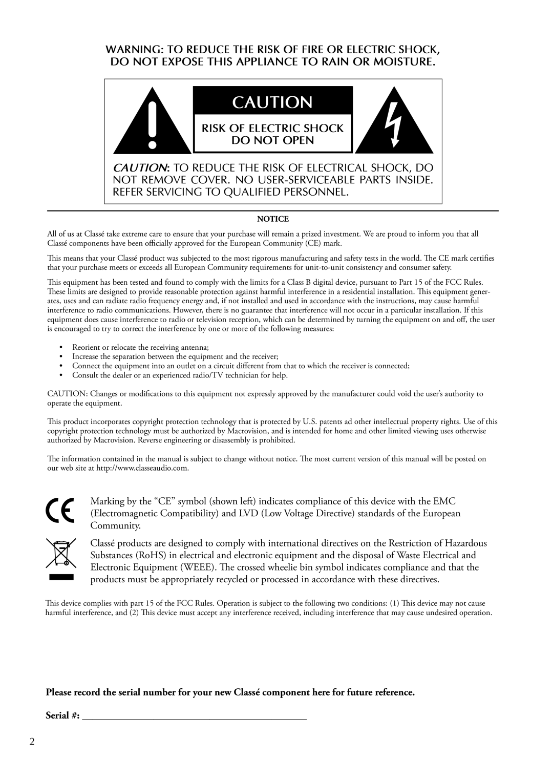 Classe Audio cp-700 owner manual 