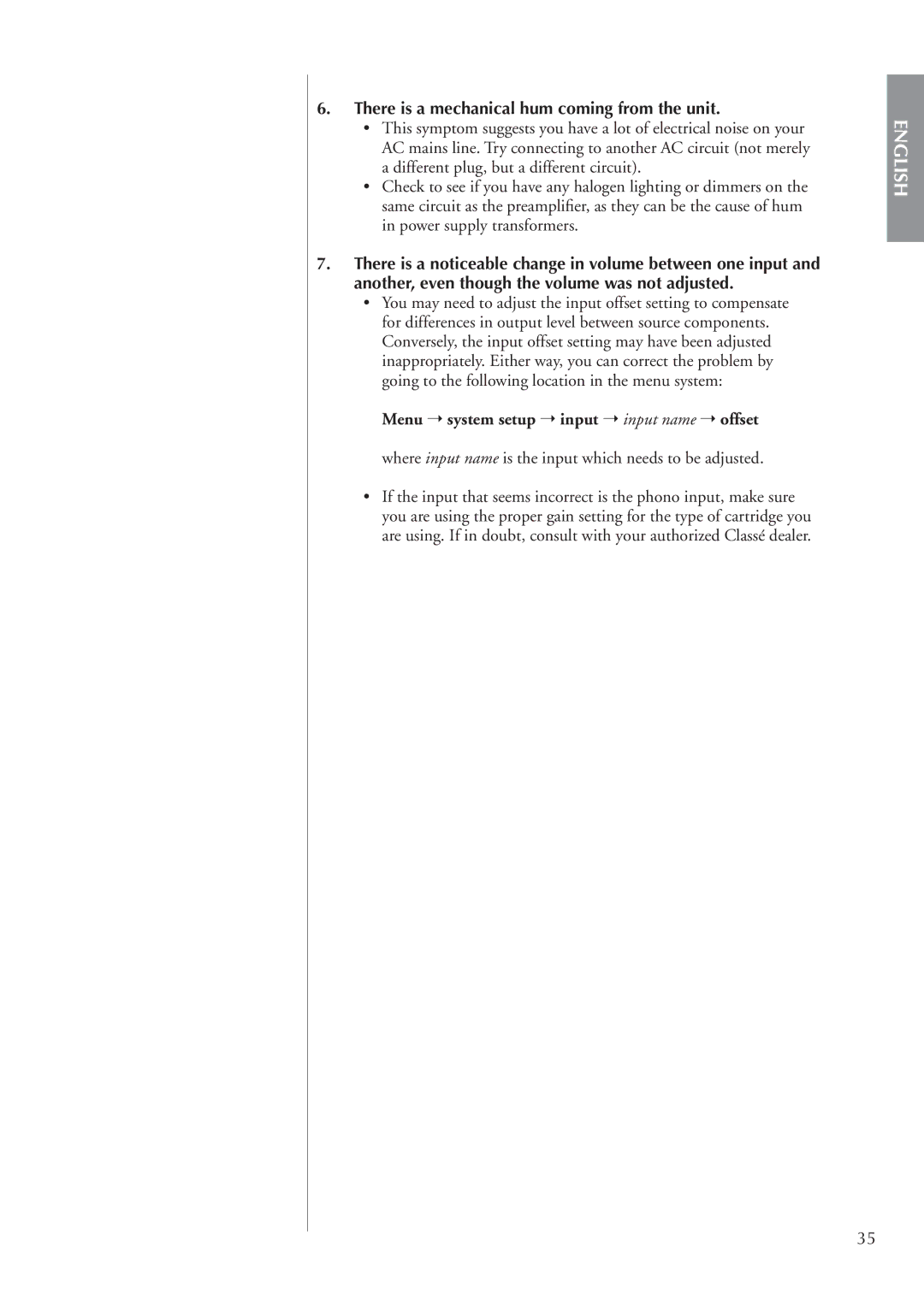 Classe Audio cp-700 owner manual There is a mechanical hum coming from the unit 