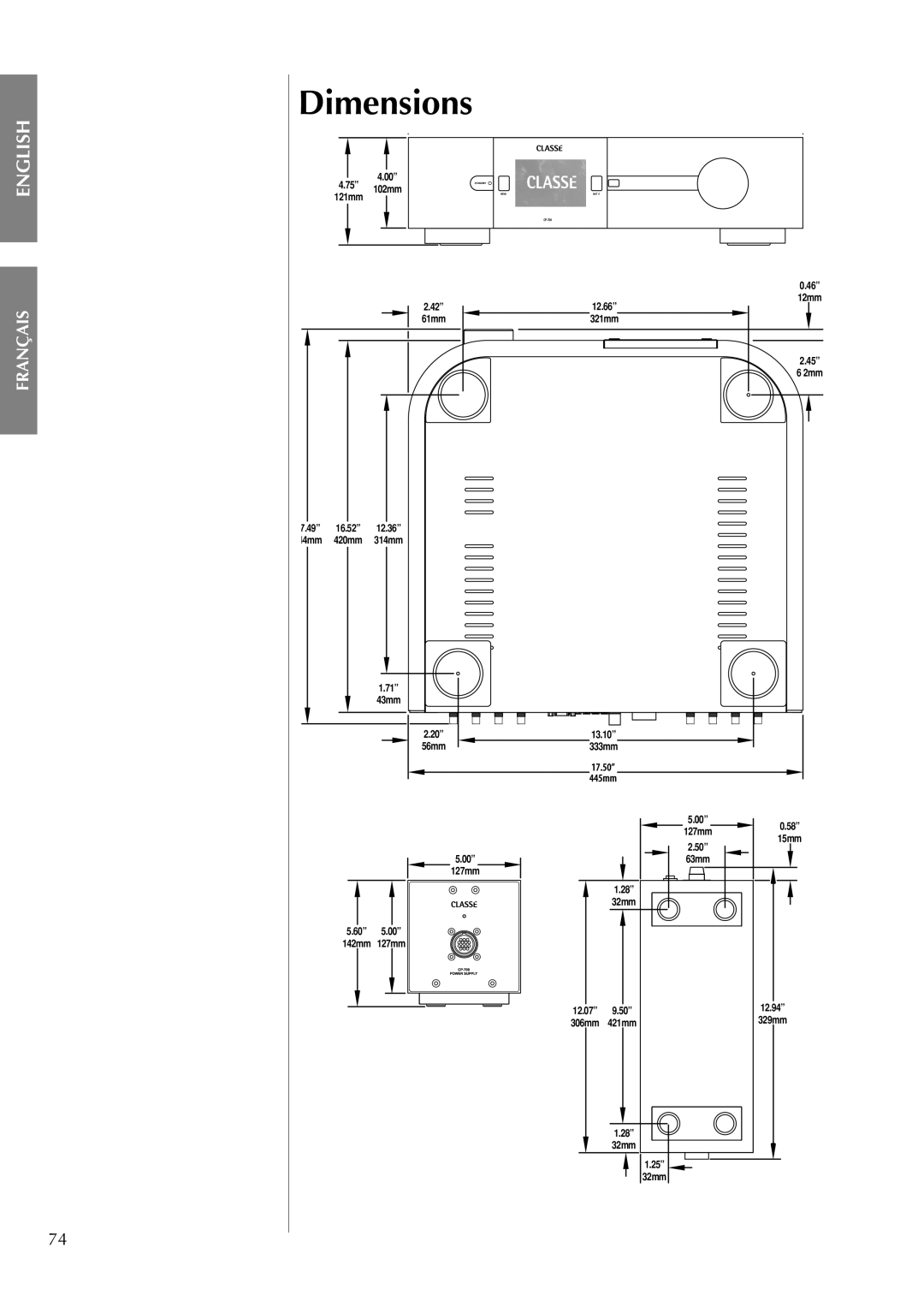 Classe Audio cp-700 owner manual Dimensions 