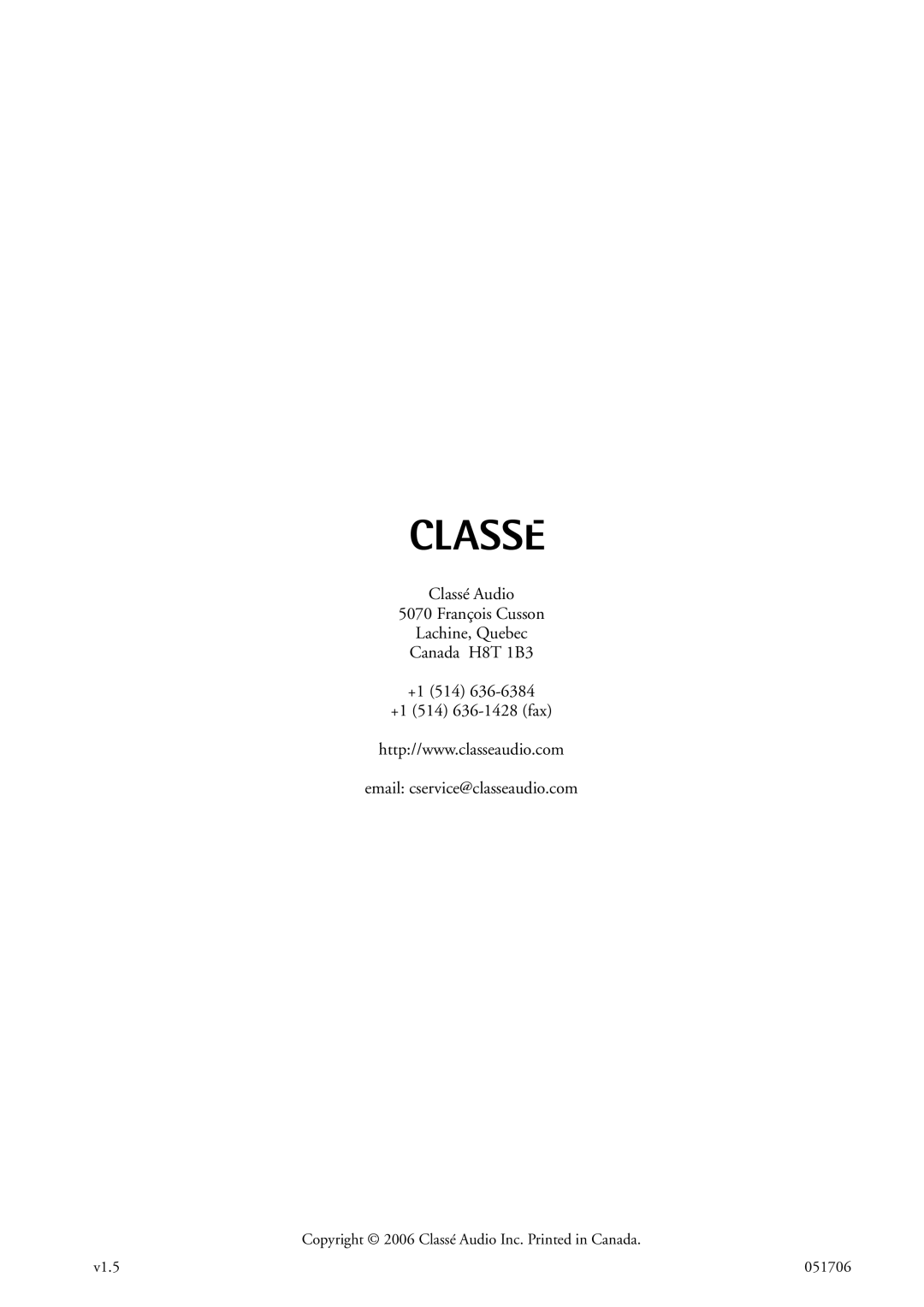 Classe Audio cp-700 owner manual V1.5 051706 