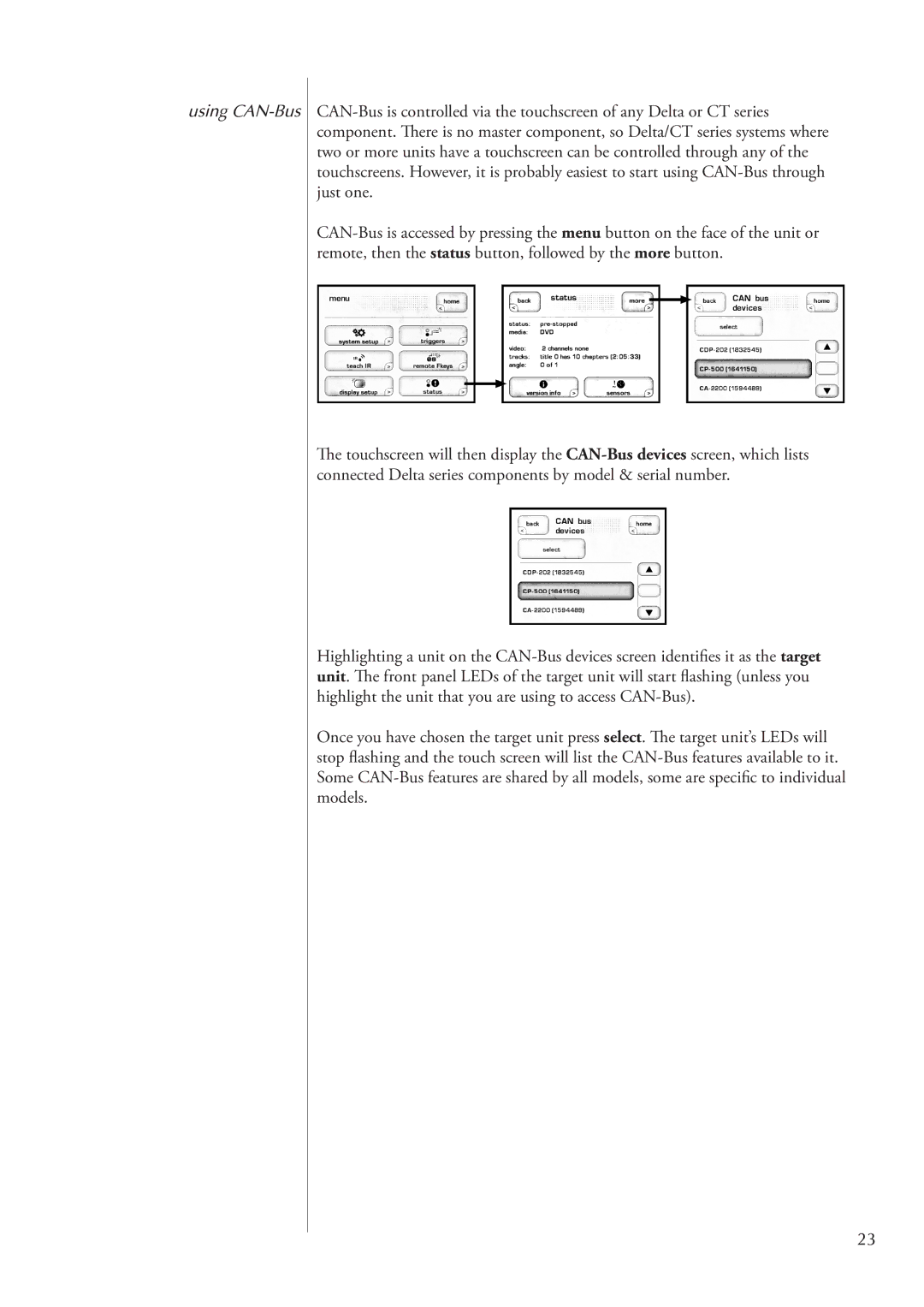 Classe Audio CA-2300, CT-2300 owner manual Using CAN-Bus 