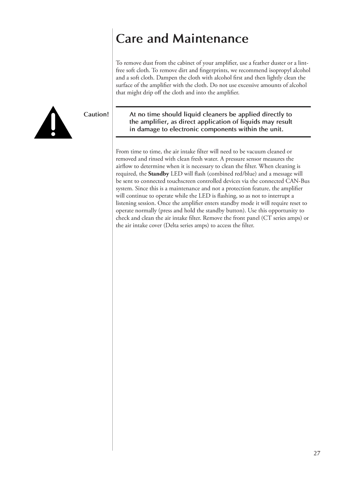 Classe Audio CA-2300, CT-2300 owner manual Care and Maintenance 