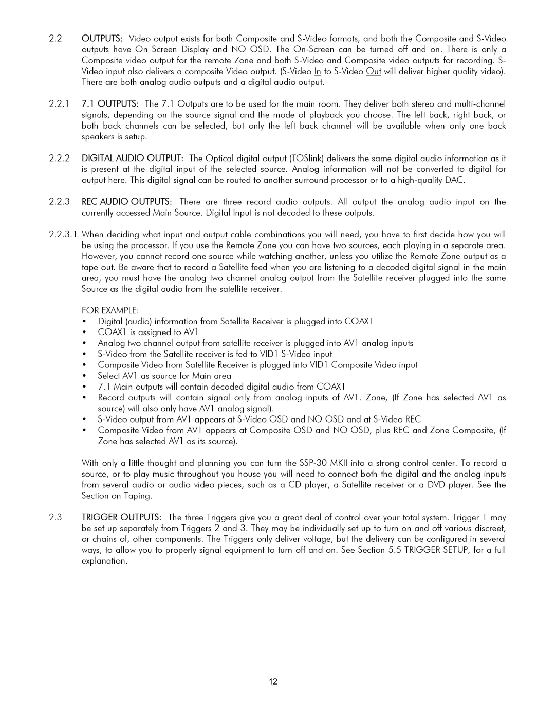 Classe Audio SSP-30 MKII owner manual For Example 