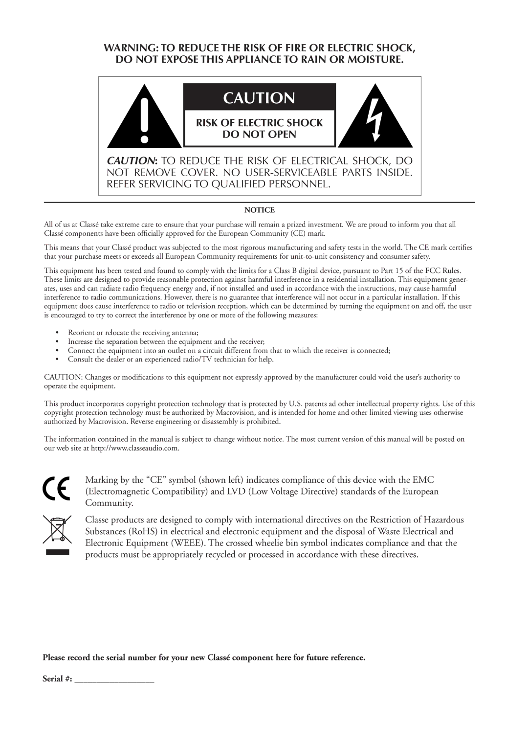 Classe Audio SSP-300 owner manual 