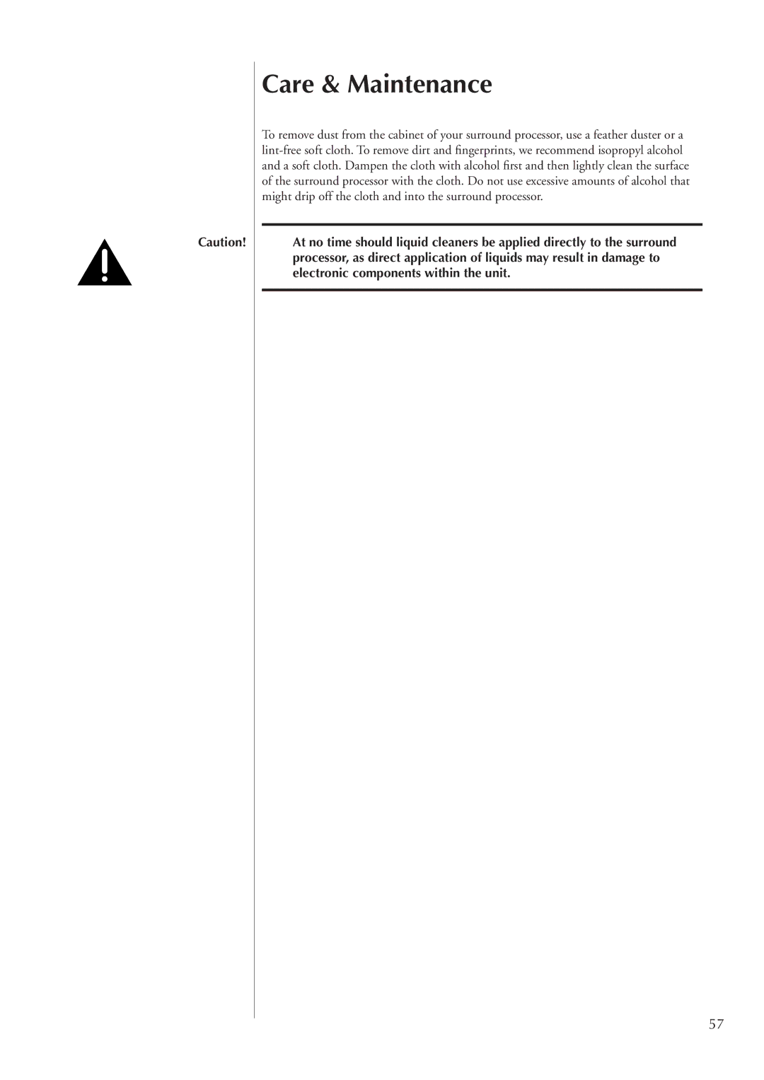 Classe Audio SSP-300 owner manual Care & Maintenance 