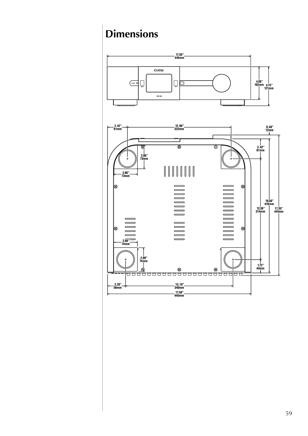 Classe Audio SSP-300 owner manual Dimensions 