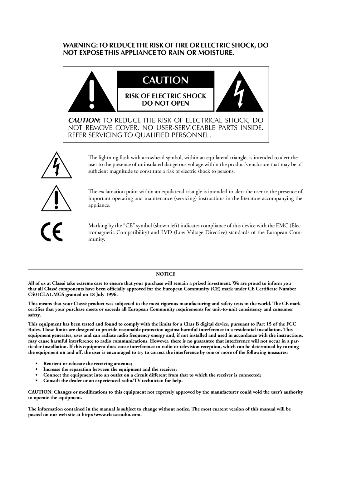 Classe Audio SSP-300 owner manual 