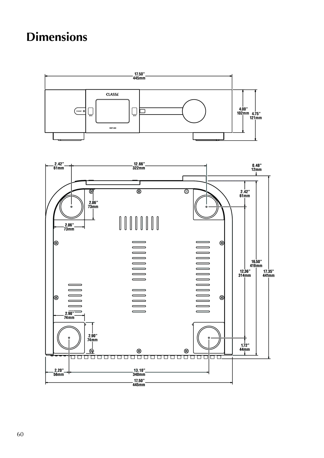 Classe Audio SSP-300 owner manual Dimensions 