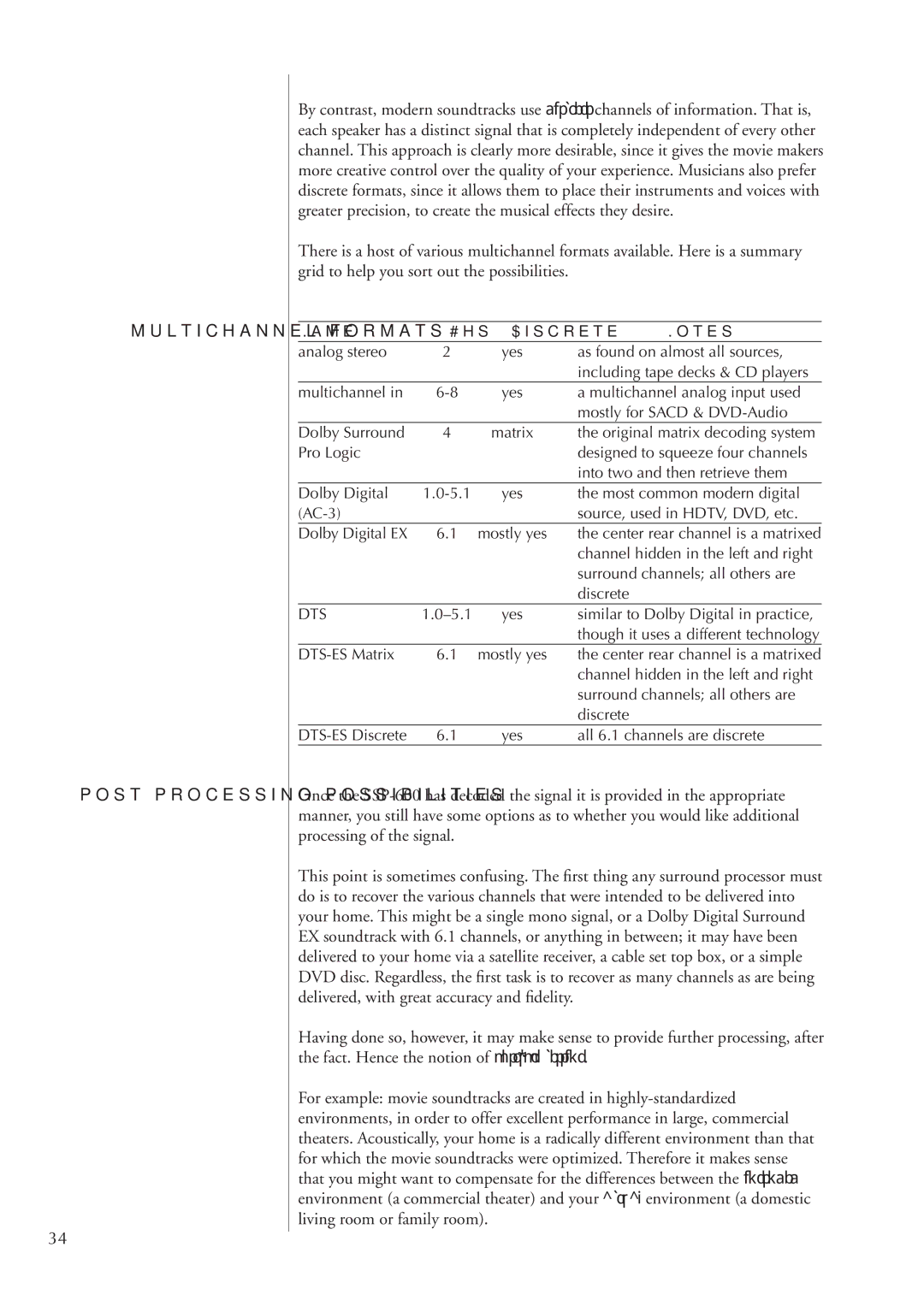 Classe Audio SSP-600 owner manual Multichannel formats, Post-processing possibilities 