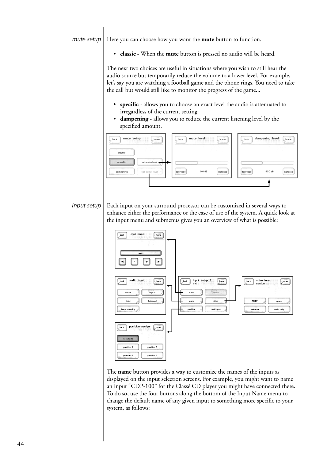 Classe Audio SSP-600 owner manual Mute setup Input setup 