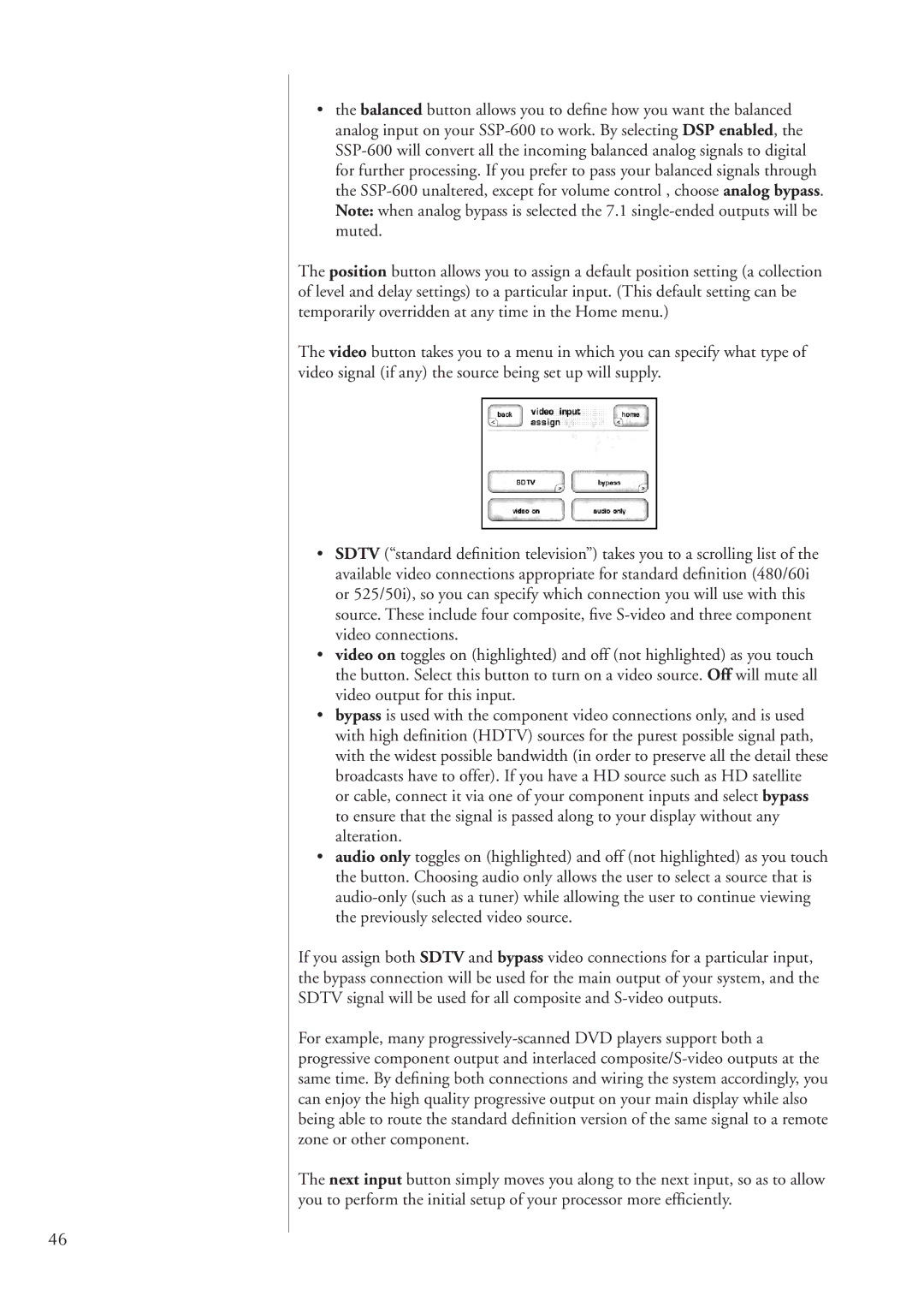 Classe Audio SSP-600 owner manual 