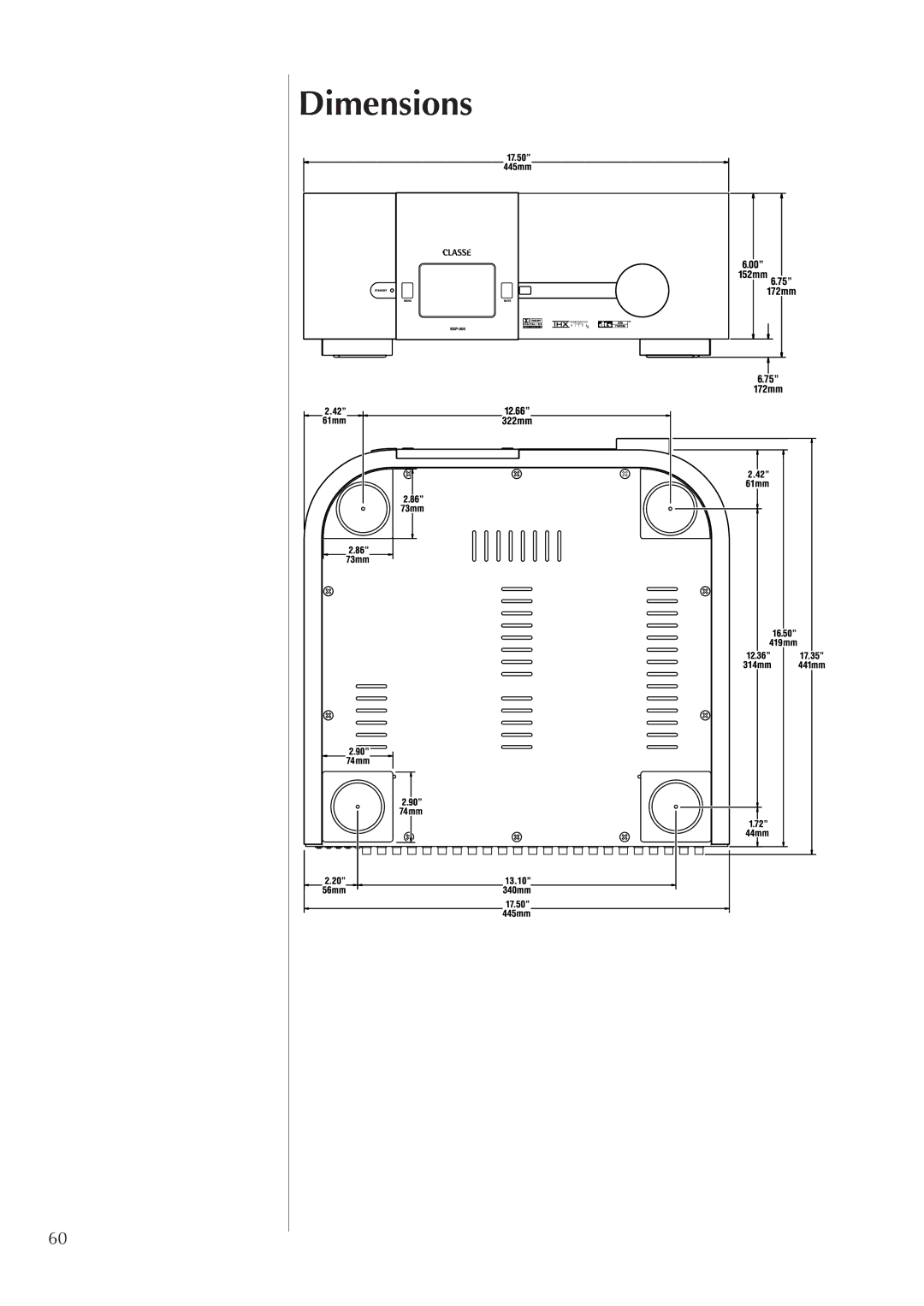 Classe Audio SSP-600 owner manual Dimensions 