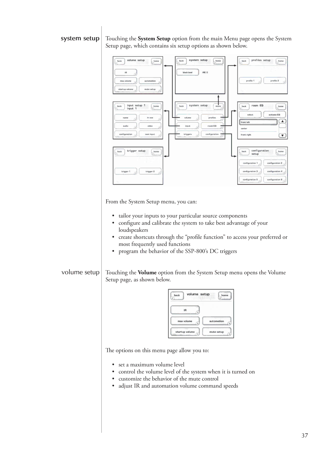 Classe Audio SSP-800 owner manual System setup, Volume setup 