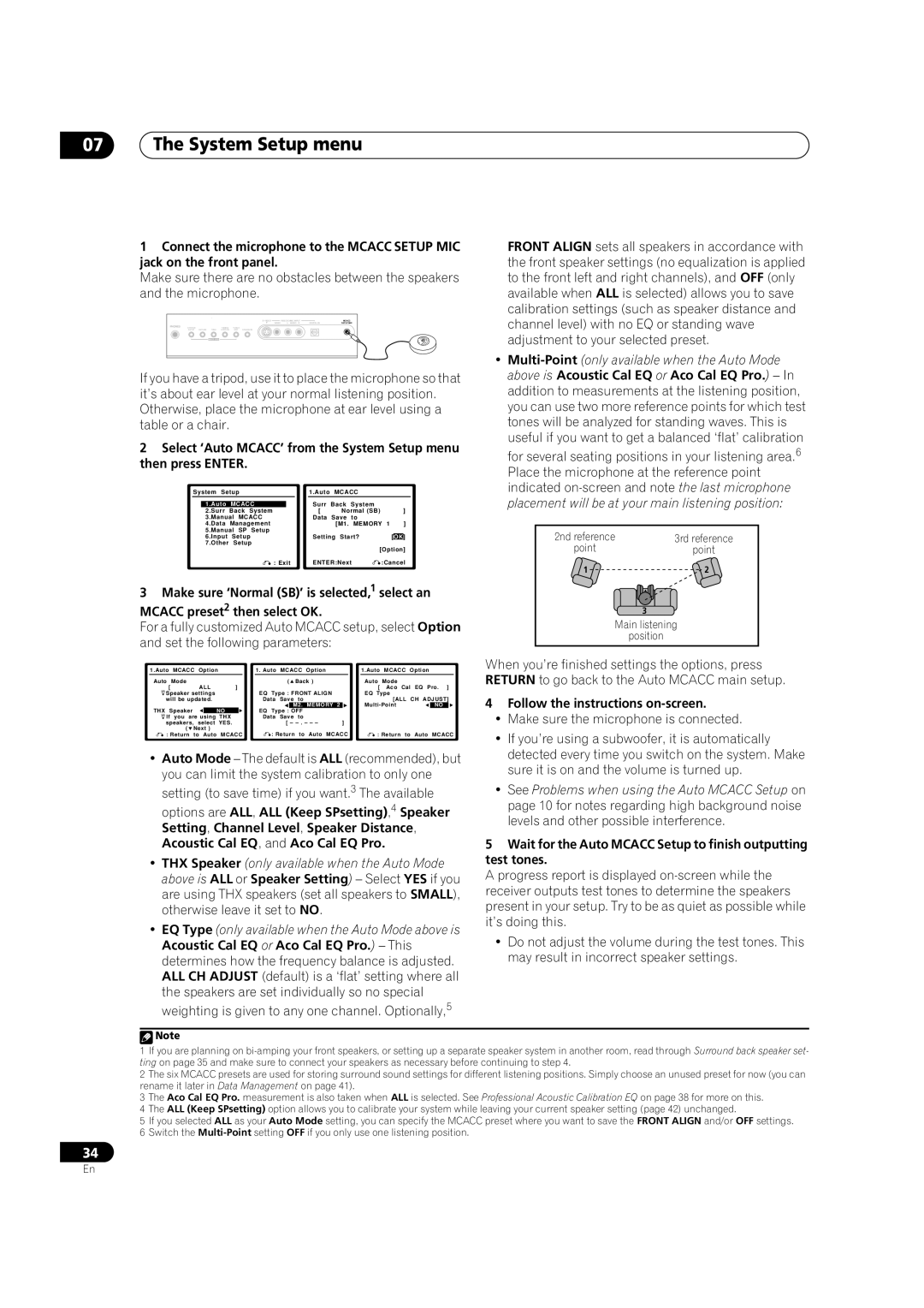 Classe Audio VSX-81TXV-S manual System Setup menu, Memory 