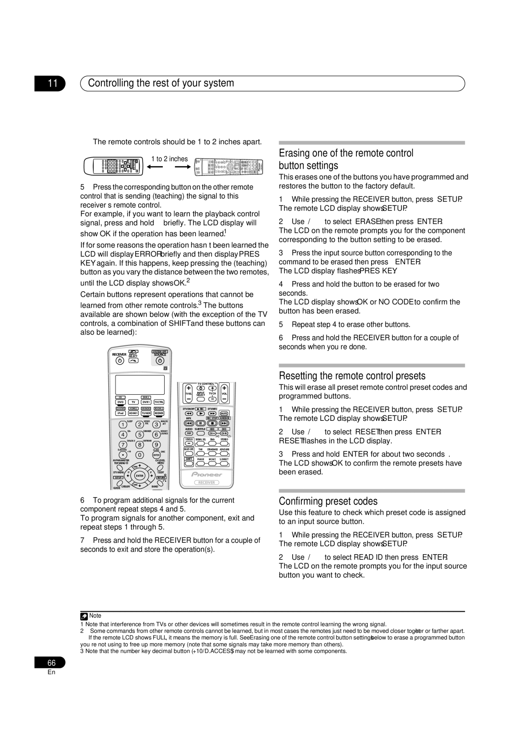 Classe Audio VSX-81TXV-S manual Controlling the rest of your system, Erasing one of the remote control button settings 