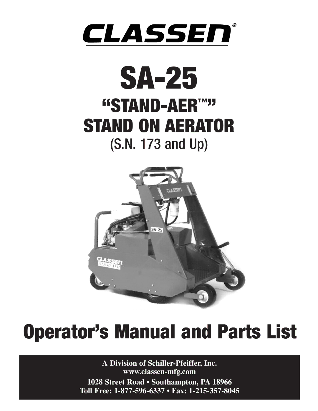 Classen SA-25 manual 