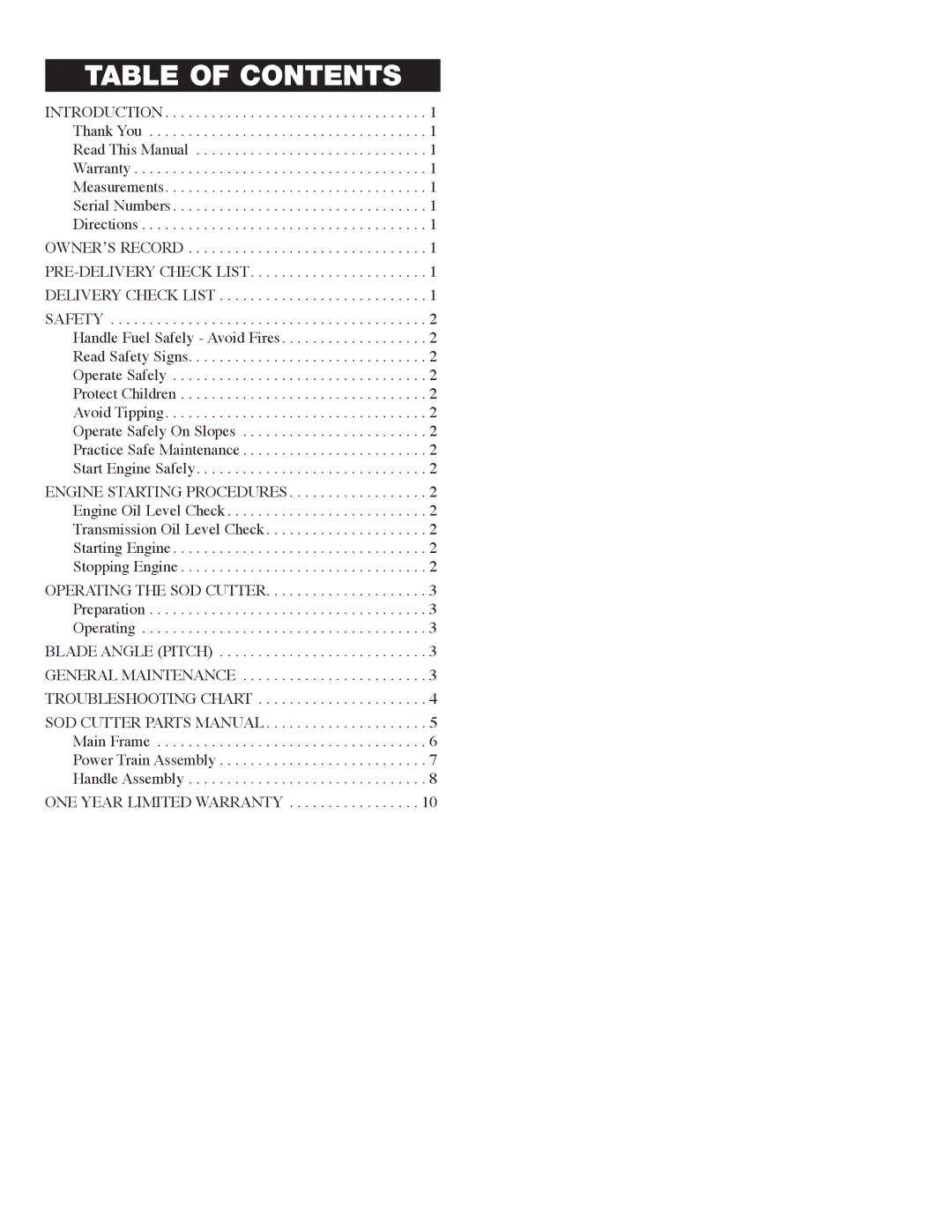 Classen SC-16, SC-24, SC-20, SC-12, SC-18 manual Table of Contents 