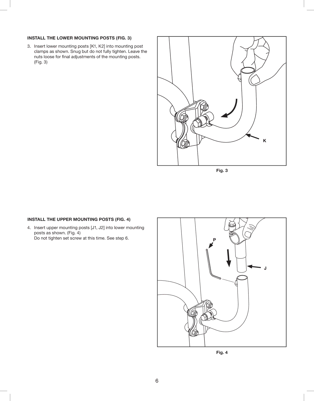 Classic Accessories 08CH56_10159 manual Install the Lower mounting posts fig, Install the Upper mounting posts Fig 