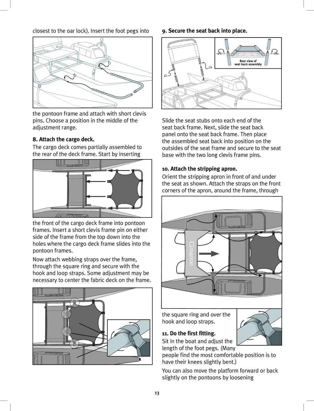 Classic Crafts Cimarron owner manual Attach the cargo deck, Secure the seat back into place, Attach the stripping apron 