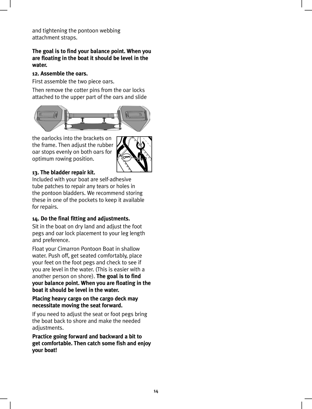 Classic Crafts Cimarron owner manual First assemble the two piece oars, Do the final fitting and adjustments 