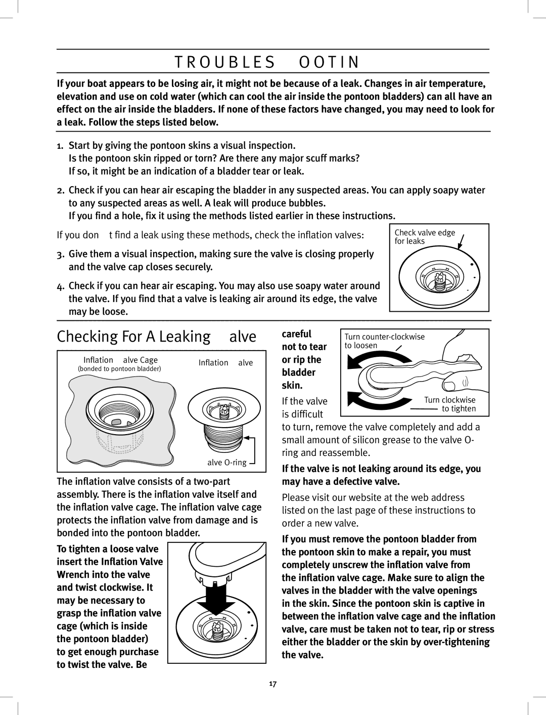 Classic Crafts Cimarron owner manual Troubleshooting, Checking For a Leaking Valve 