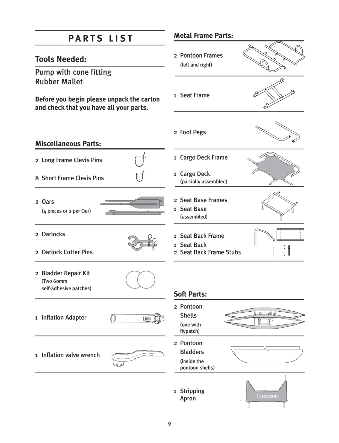 Classic Crafts Cimarron owner manual R T S L I S T 