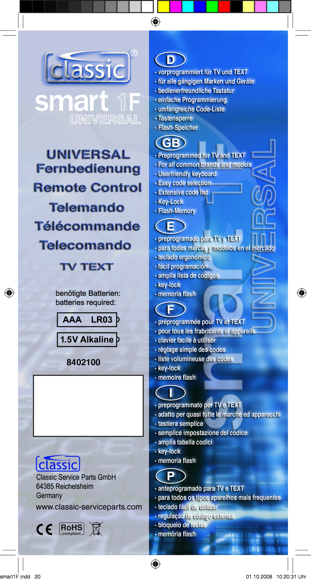 Classic Electronics manual Smart1F.indd 01.10.2008 102031 Uhr 