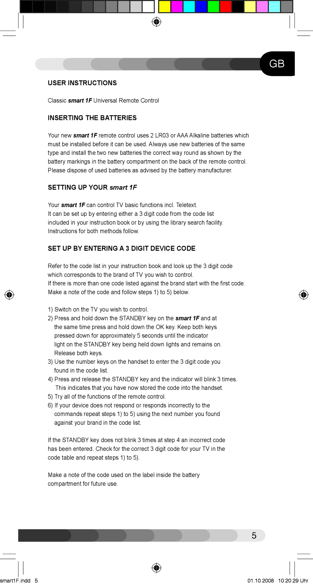 Classic Electronics manual User Instructions, Inserting the Batteries, Setting UP Your smart 1F 