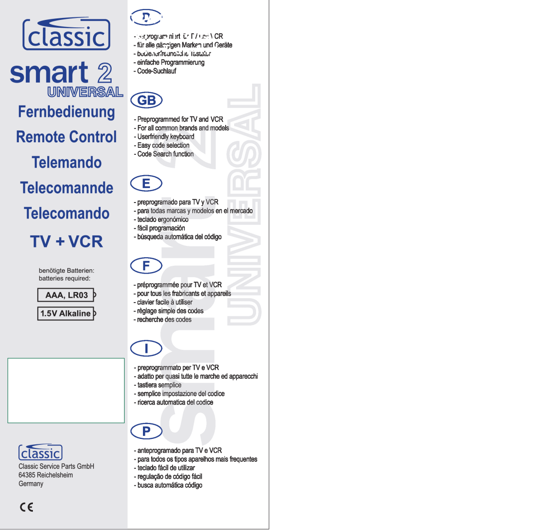 Classic Electronics LR03/AAA manual T&A B.V, Tel +31 0597 
