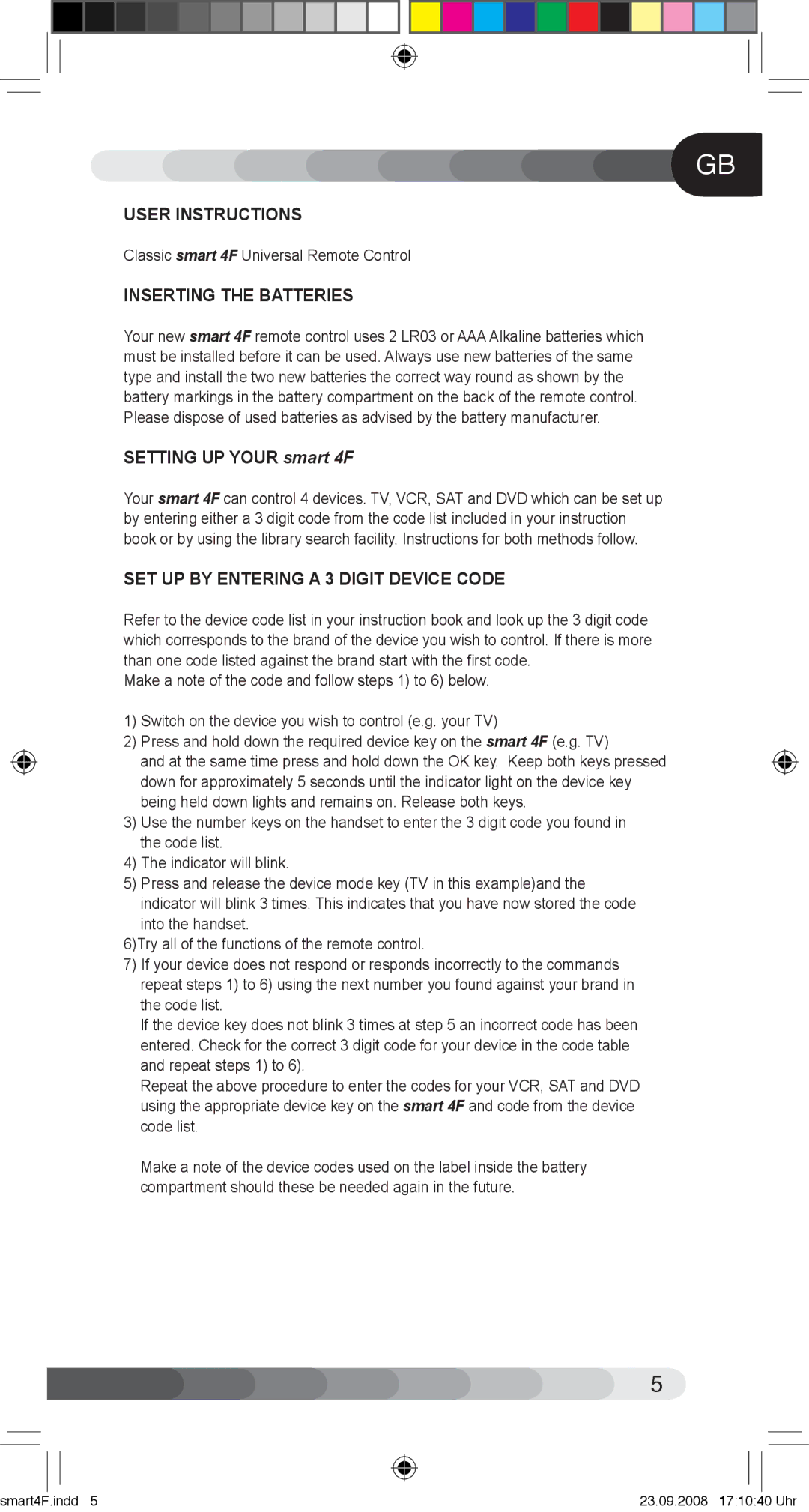 Classic Electronics Smart 4F manual User Instructions, Inserting the Batteries, Setting UP Your smart 4F 