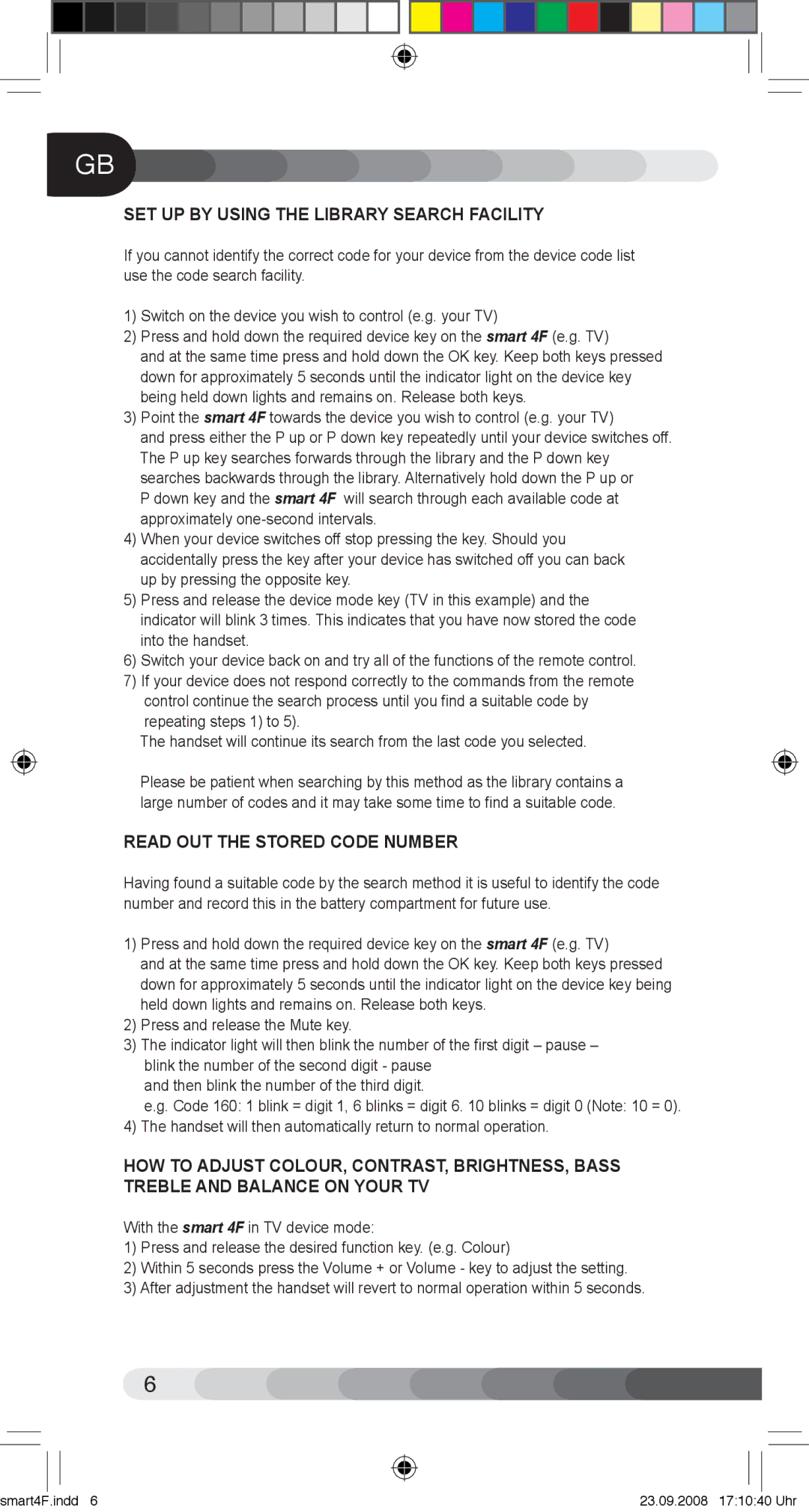 Classic Electronics Smart 4F manual SET UP by Using the Library Search Facility, Read OUT the Stored Code Number 