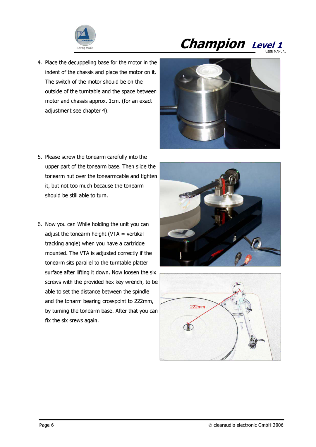 Clearaudio user manual Champion Level 