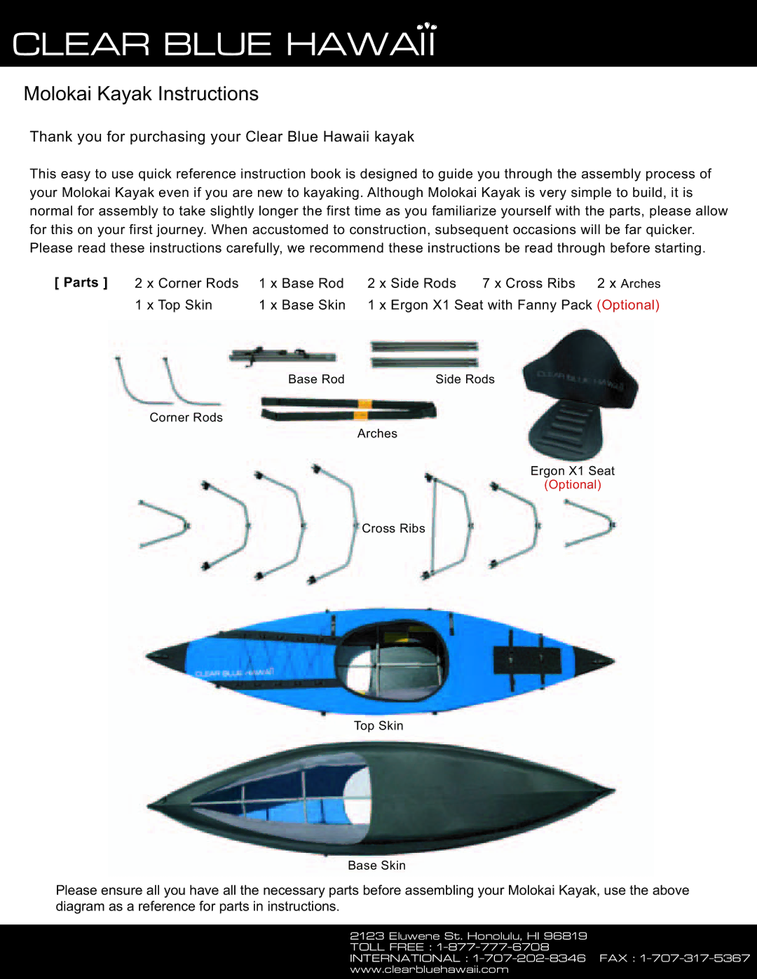 Clearblue Boat manual Clear Blue Hawaii, Parts 